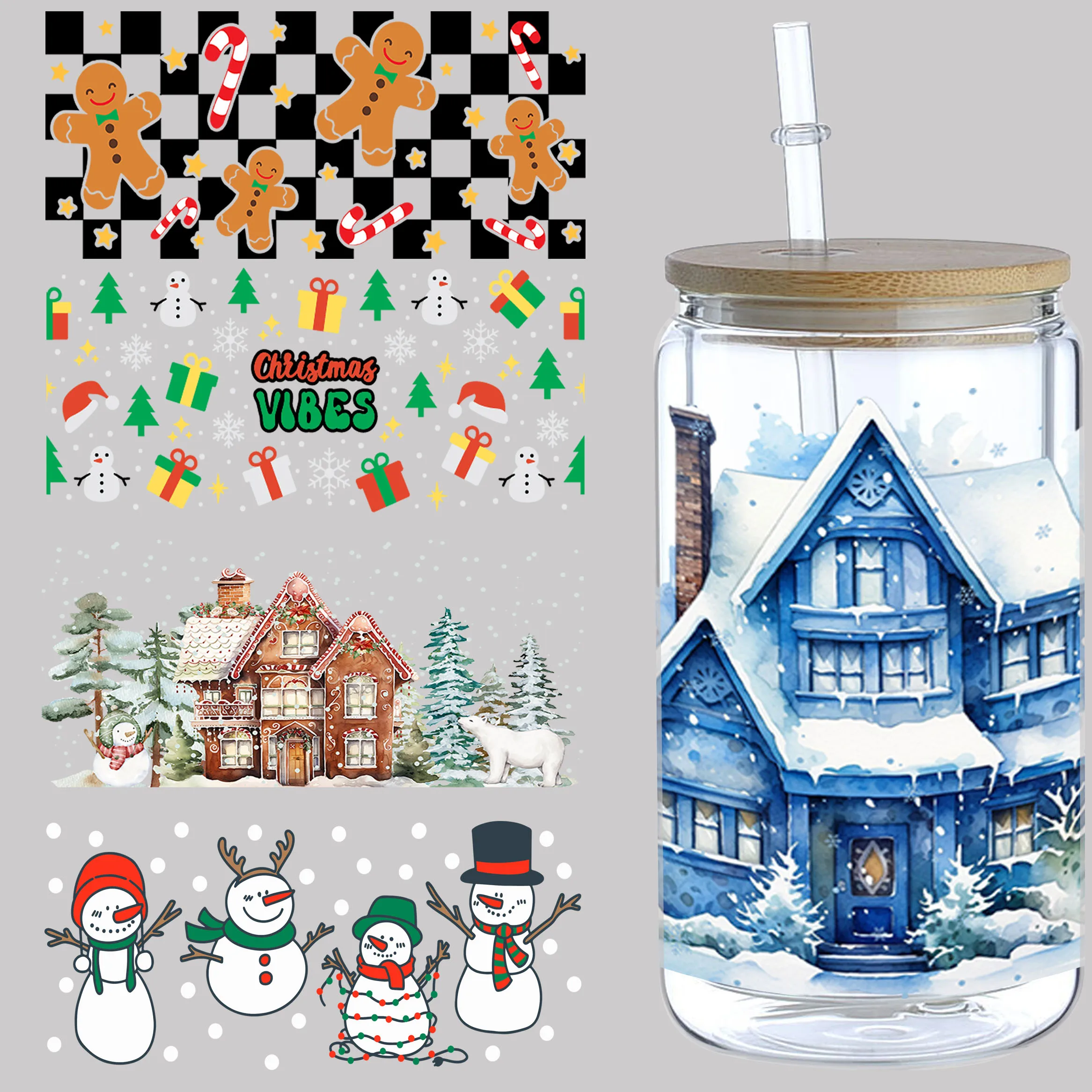 5 sheets of snowflake,UV grade waterproof and scratch-resistant self-adhesive paper,3D crysta DIY mugs,water bottles,glass cups