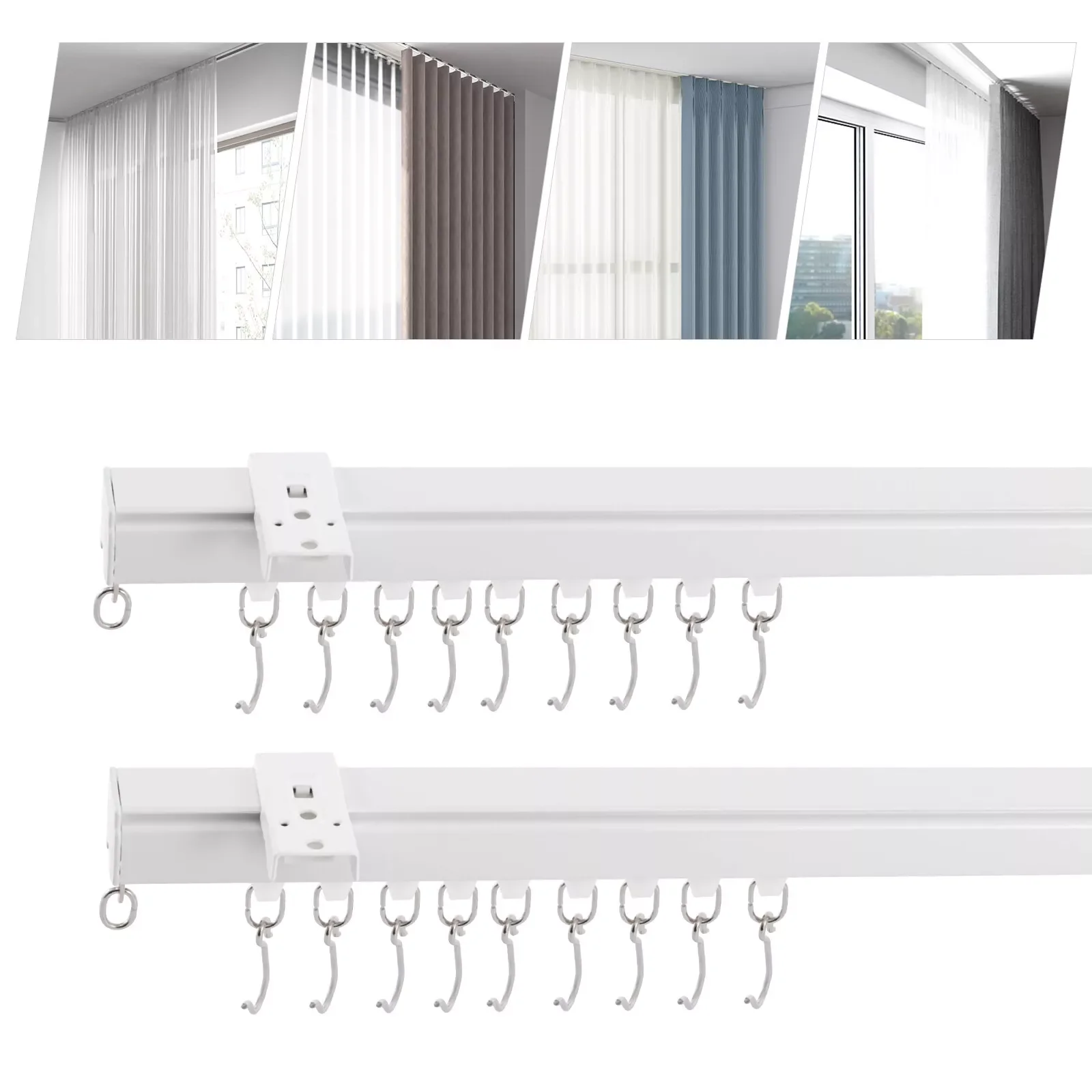 3-6ft Scalable Ceiling Curtain Track Ceiling Mounted Curtain Track Kit, Scalable