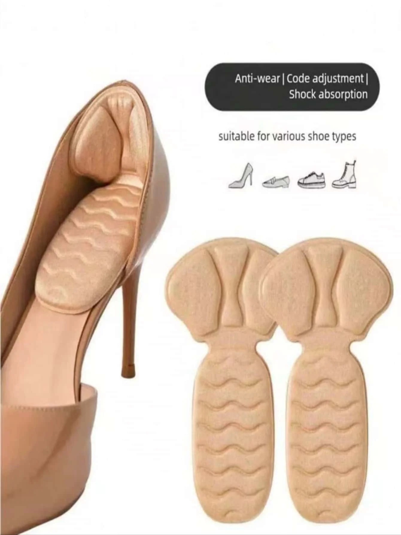 1 Pair of Women's Shoe Heel Pads to Prevent Wear and Tear, P