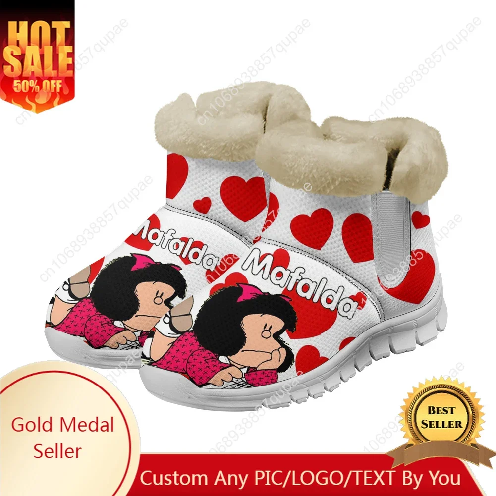 

Mafalda Snow Boots Anime Mens Womens Teenager Keep Warm Shoes Casual Snow Shoe Plush Soft High Quality Couple Custom Shoes