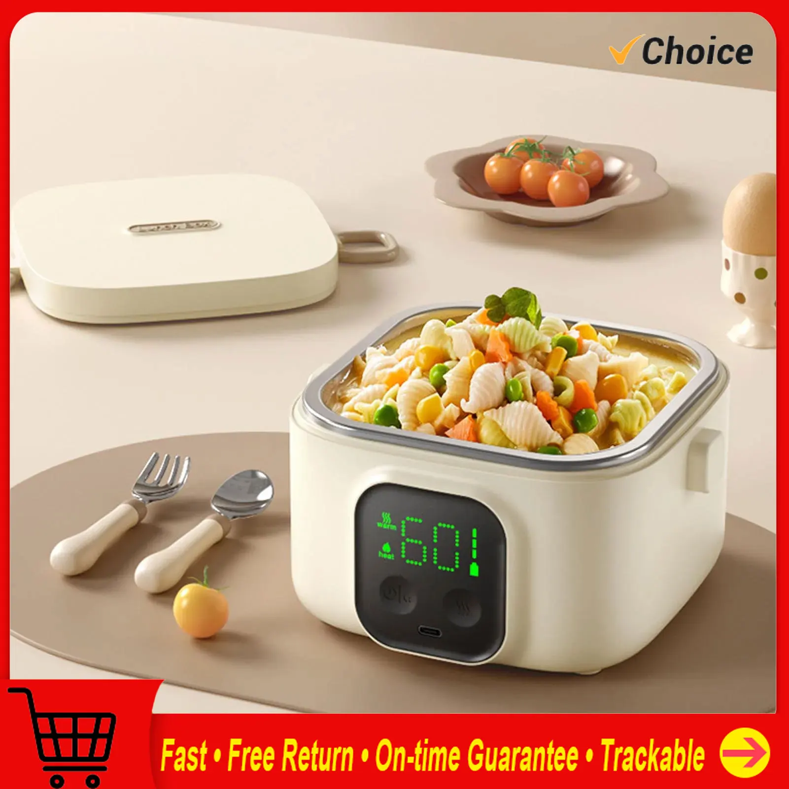 

Intelligent Constant Temperature Bowl 500ml 7 Gears Timer Fast Heating Insulated Stainless Steel Electric Lunch Container