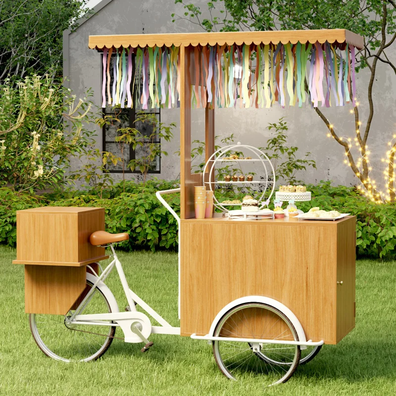 

Outdoor food truck scenic spot display props tricycle, coffee night market shopping mall movable stall car