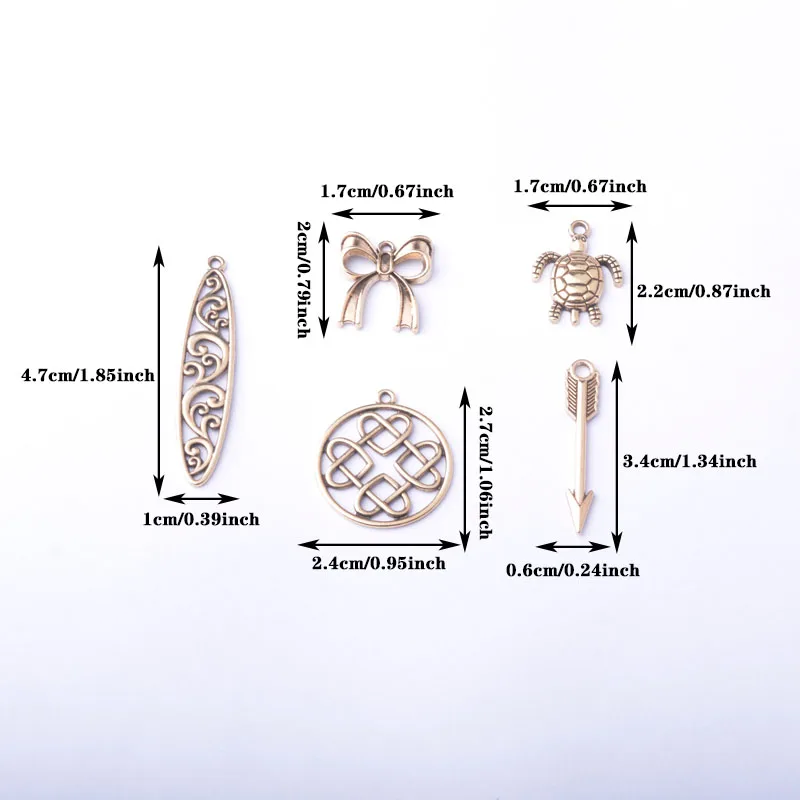 10 Stück/Set Ethnische Antike Silber-Goldene Schildkröten-Anhänger Schmuckzubehör Boho Pfeil-Bogen-Anhänger DIY Damen-Ohrringe – Detail 4
