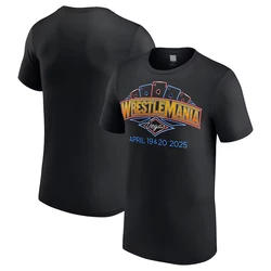 Wrestling Men Black WrestleMania 41 Logo T-Shirt Hot Selling New Summer Women's Short Sleeve Tops Shirt Children's 3D