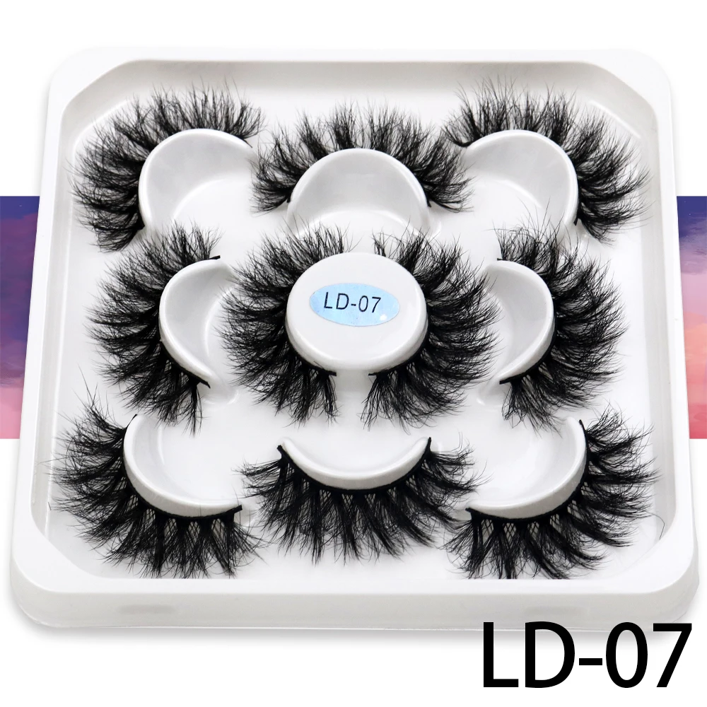 Korea 5 Paare 25mm Nerz Wimpern einzelne natürliche flauschige falsche Wimpern dichte Verlängerung Nerz Wimpern Großhandel Make-up Toole – Detail 23
