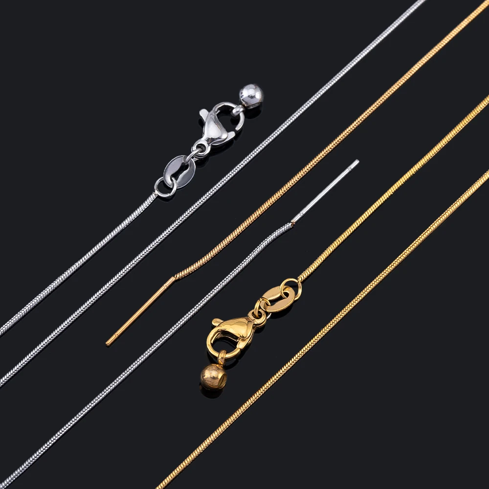 1pc Stainless Steel Round Snake Chain Lobster Clasp Adjustable Stick with Silicon Bead for DIY Necklace Jewelry Making