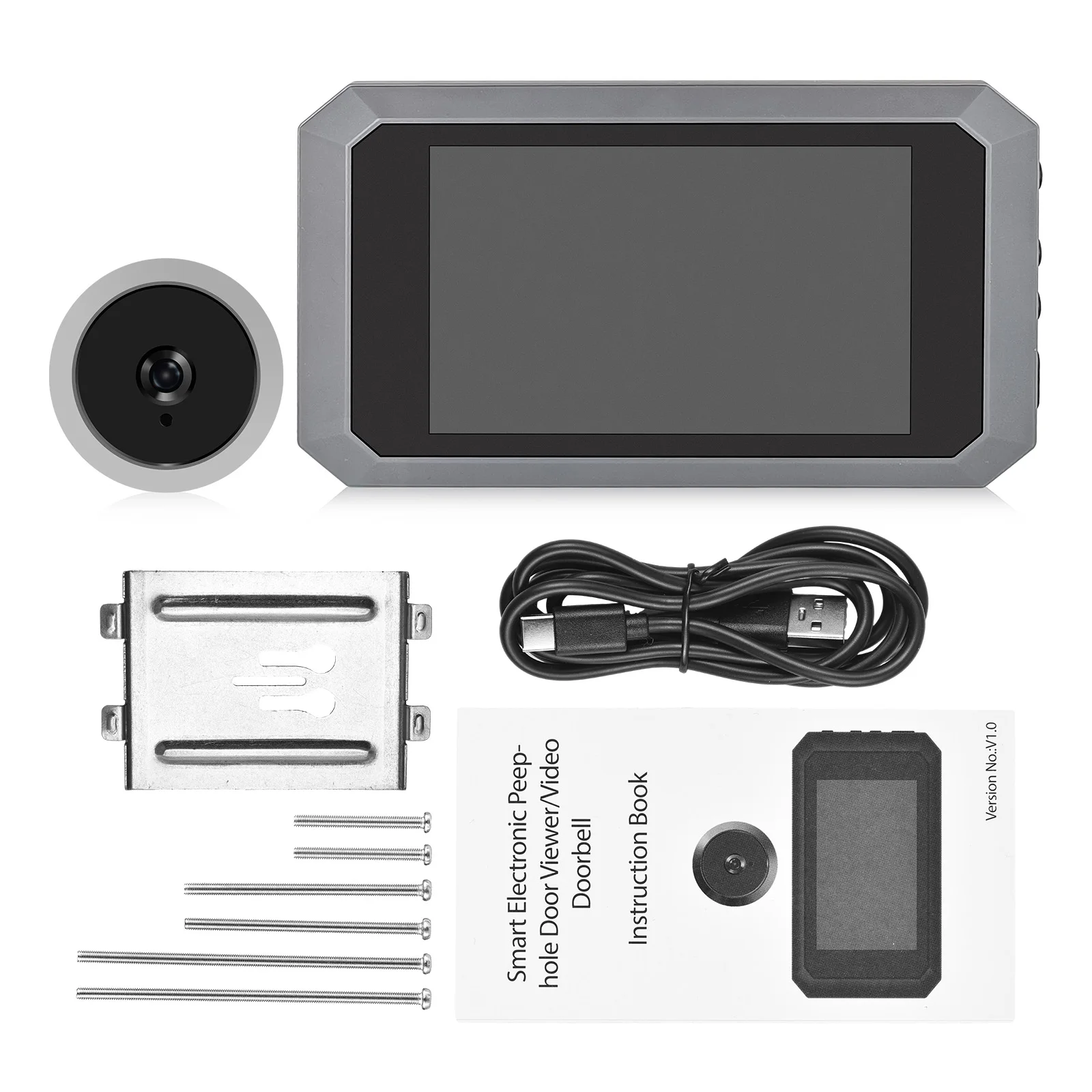 3.97-inch Peephole Camera for Apartment Door 2MP LCD Digital Peephole Viewer 120 Degree Color Infrared Camera 1080P Door Monitor