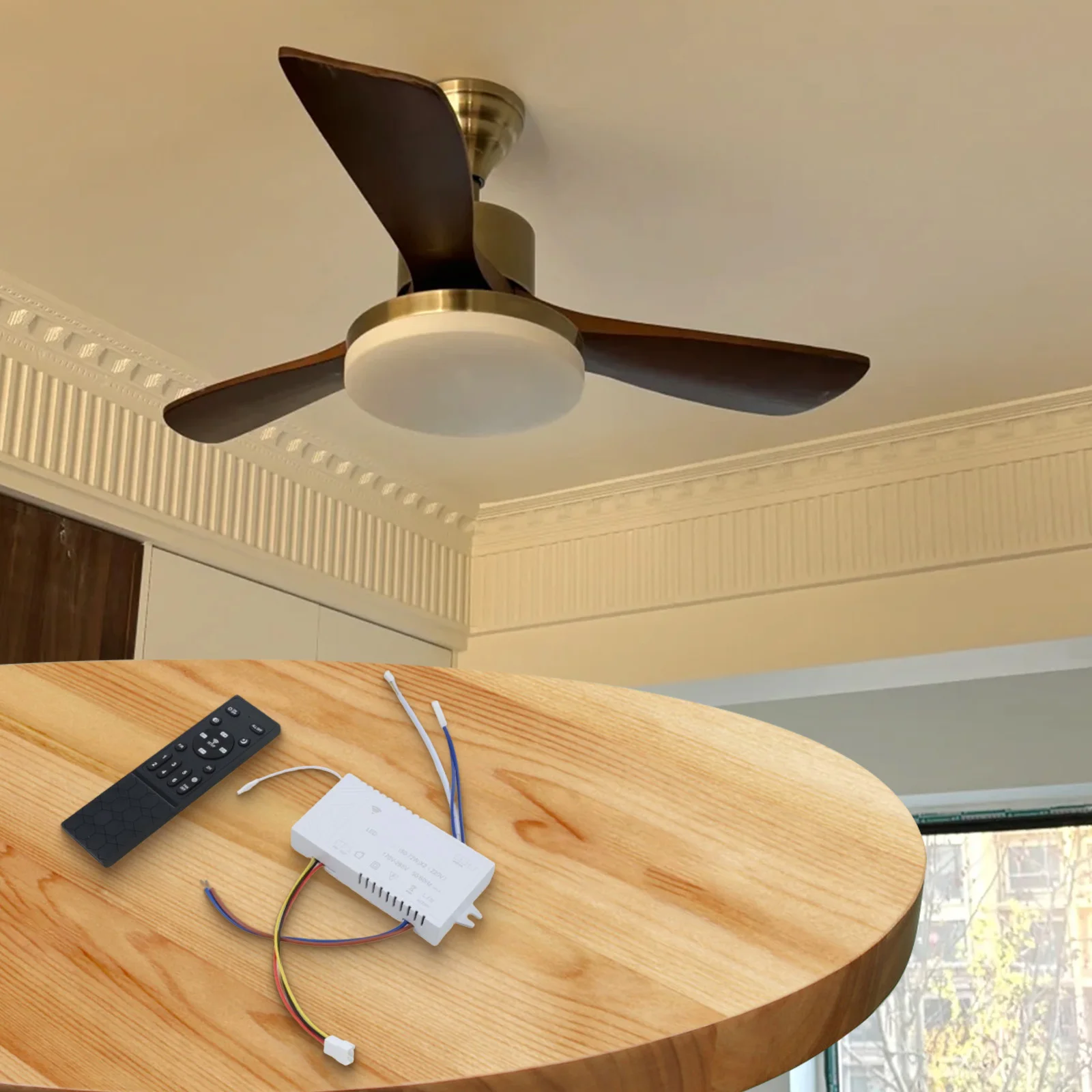 

Аксессуар для электрического вентилятора, как показано на рисунке. Светодиодный потолочный вентилятор. Удаленная универсальная адаптация комнаты. Усовершенствованная частотная технология.