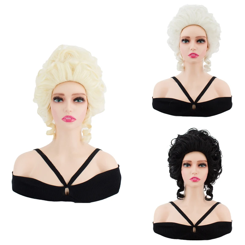 

10-Inch Roman Curly Medieval Retro Queen And Princess Synthetic Hair Is Suitable For Women'S Halloween Dance Party Cosplay Wigs