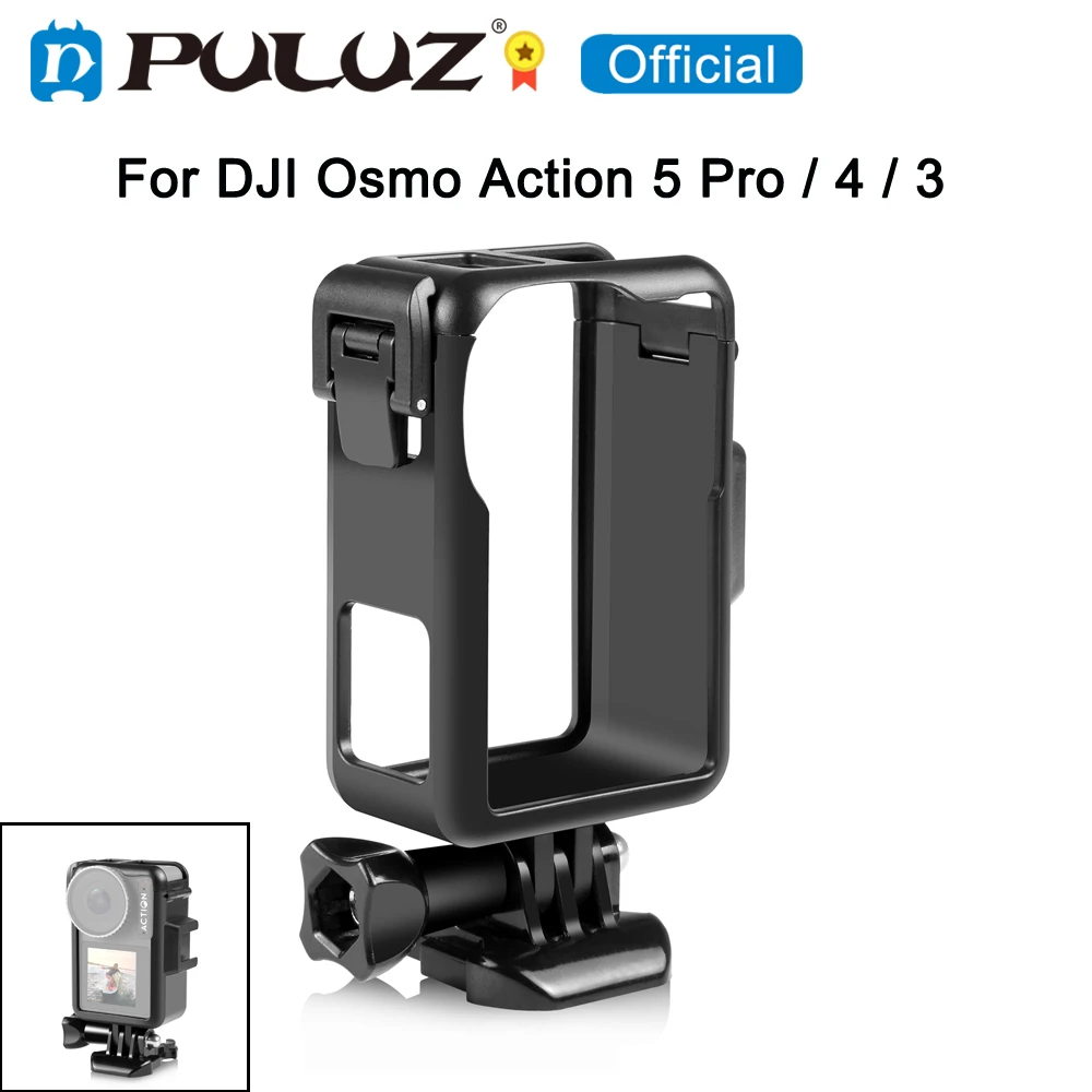 PULUZ Vertical Plastic Protective Frame Cage with Cold Shoes For DJI Osmo Action 5 Pro / 4 / 3 Sport Camera Accessories