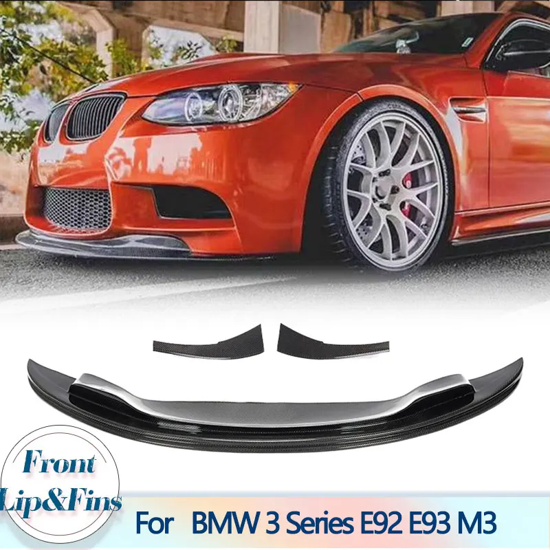 Car Front Bumper Lip With Canards for BMW 3 Series E92 E93 M3 2007-2013 Carbon Fiber Racing Front Lip Chin Apron Fins Body Kits