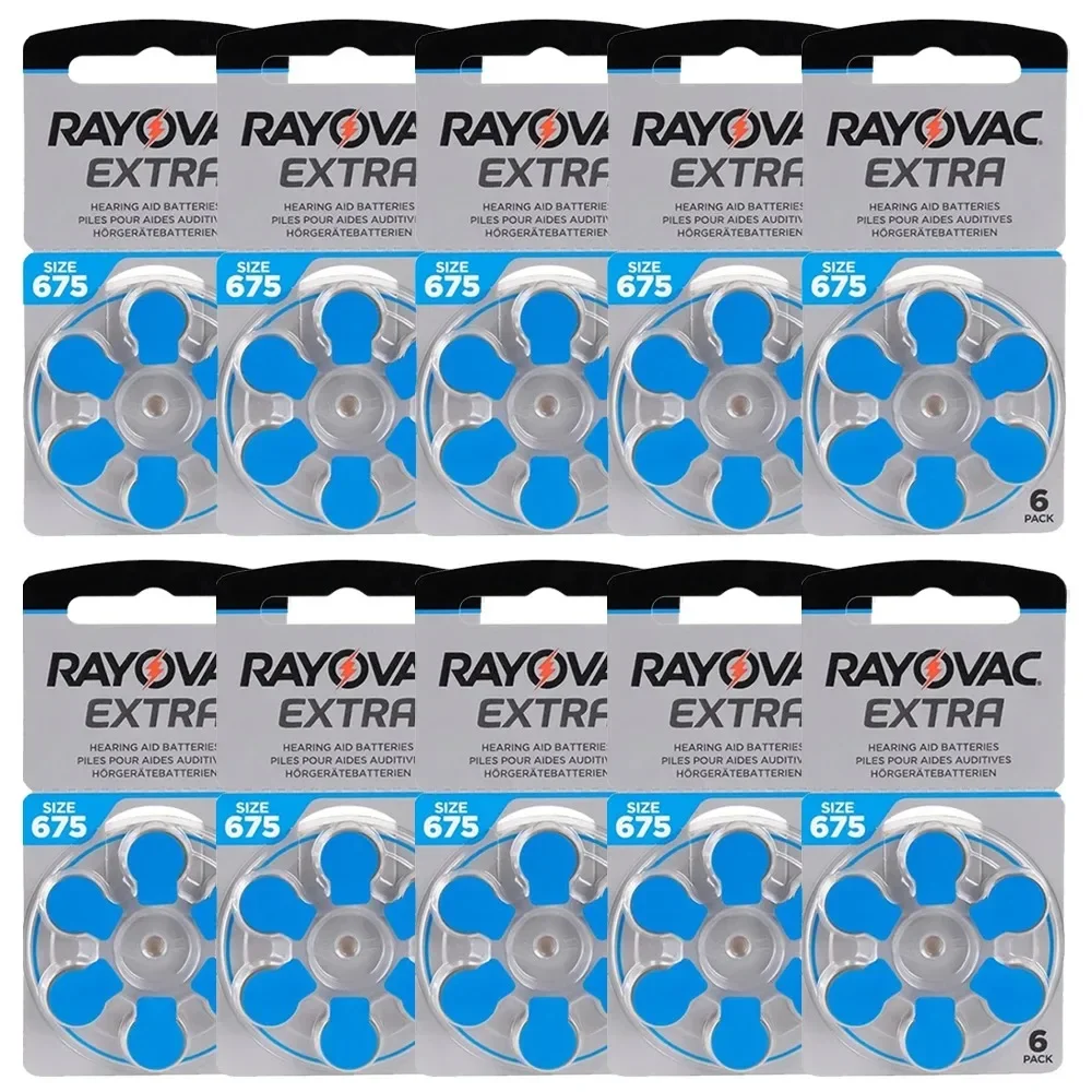6-60 PCS Hearing Aid Batteries Size 675 675A A675 PR44  Rayovac Extra Mercury Free Battery For Sound Amplifier Accessories
