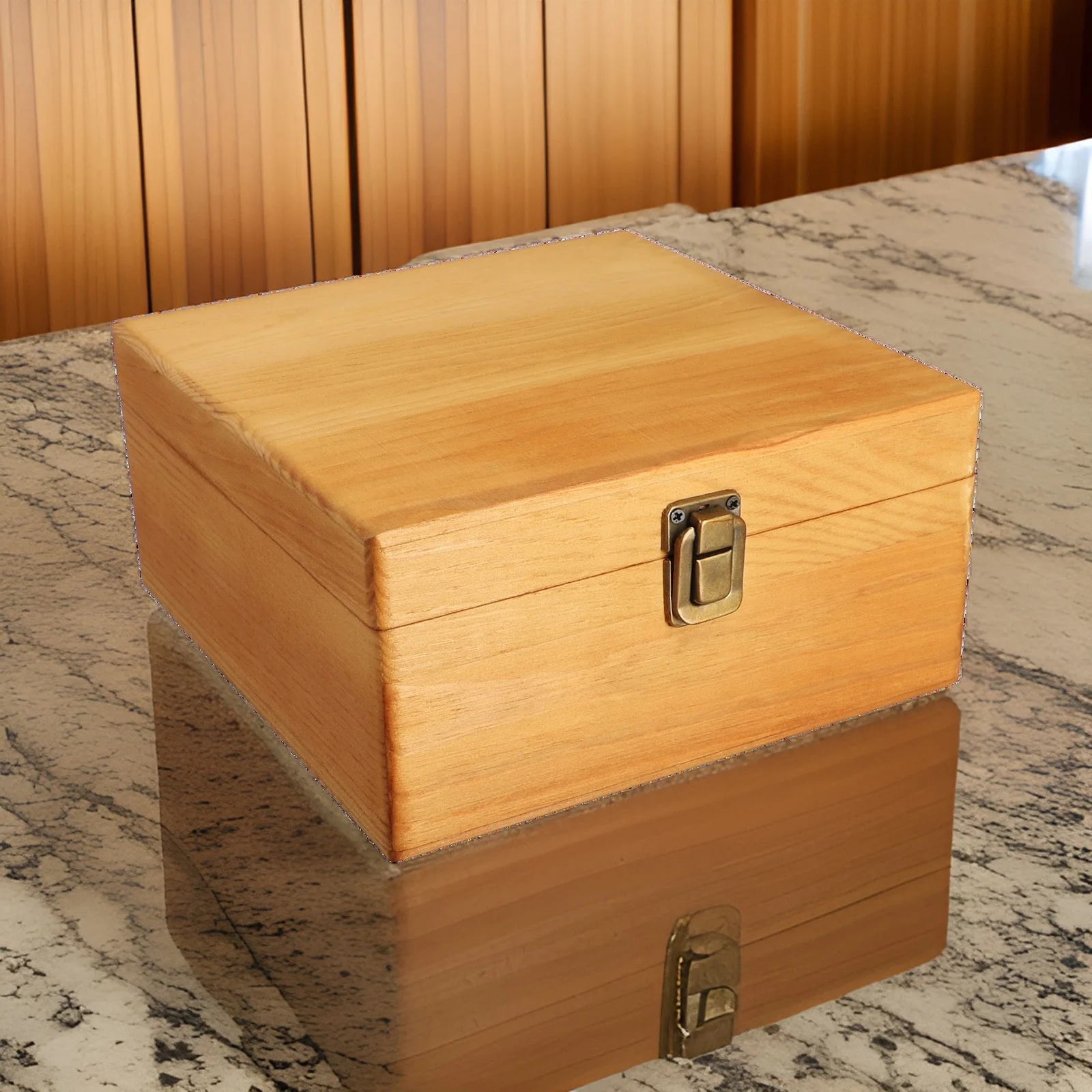 Case Wooden Storage Box 1x Accessories Retro Metal Lock Solid Supplies Treasure Chest Wood Box Burr-Free Household