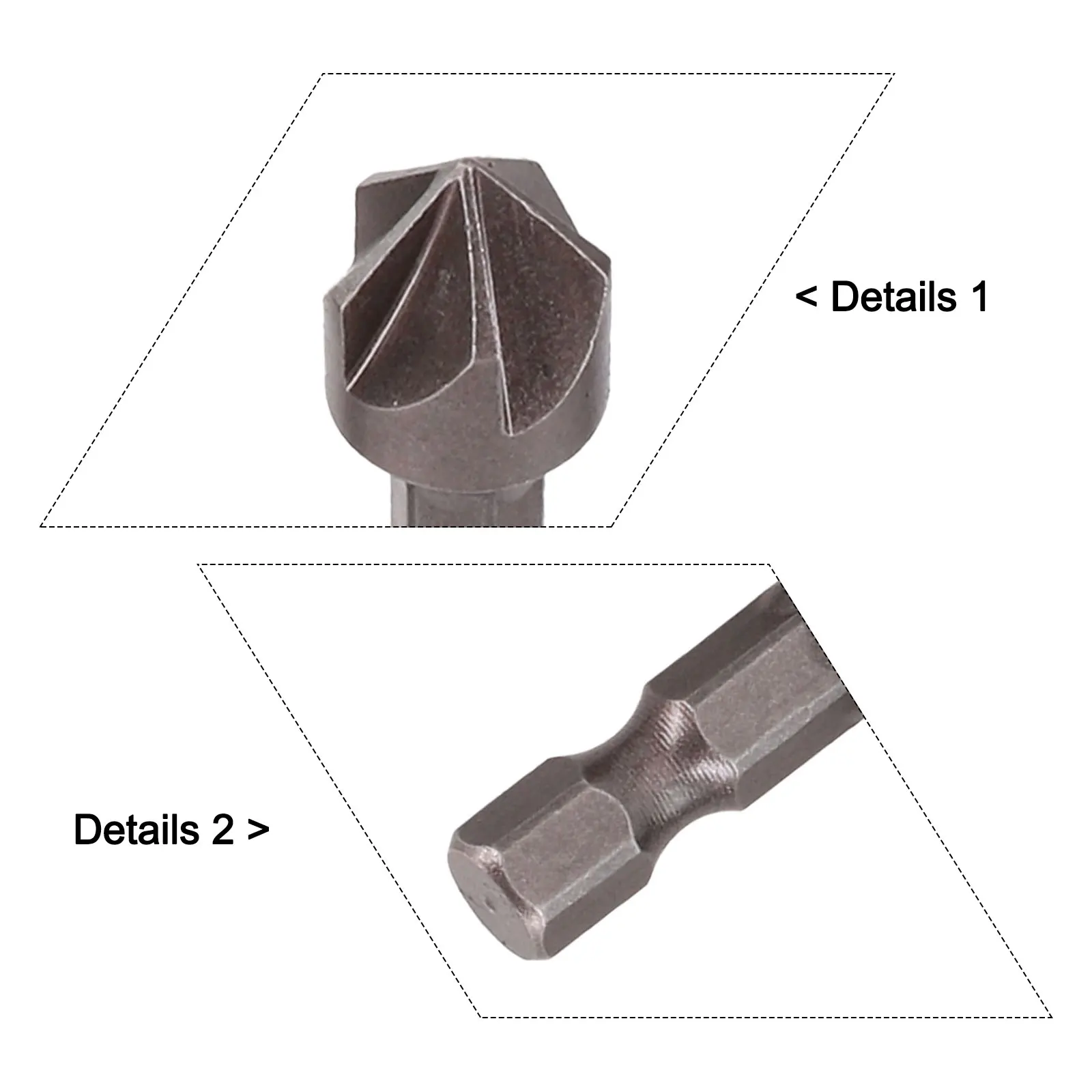 Drill Bits 5 Flute Drill Bits Gray 3Pcs 13mm Diameter 5 Flute 90 Degree 6 35mm Shank Diameter Power Tools 1 4 Hex Shank