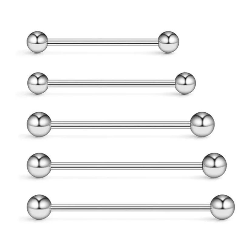 5PCS 14 Gauge Mix Sizes Industrial Barbell Cartilage Earring Straight Barbell Body Piercing Jewelry 16mm 18mm 34mm 36mm 38mm