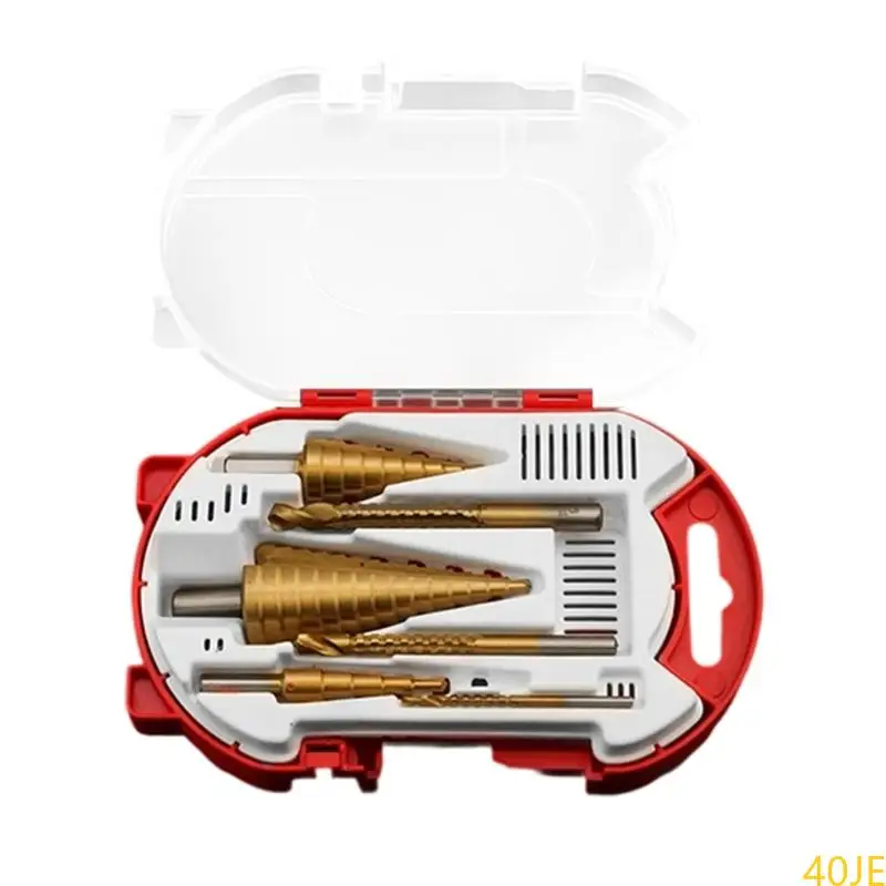 

40JE High Speed Steel Step Drill Set For Metal Woodworking 3 Sizes High Speed Steel