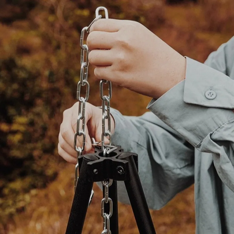 في الهواء الطلق قابل للتعديل معلقة ترايبود المحمولة خفيفة الوزن الحطب النار التدفئة ارتفاع ترايبود التخييم الطبخ أدوات في الهواء الطلق