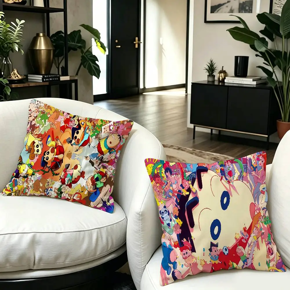 Cartoon S-Shin-chans C-Crayon Cushion Cover Car Throw Pillow Case For Sofa Car Christmas Gift 40x40cm 45x45cm