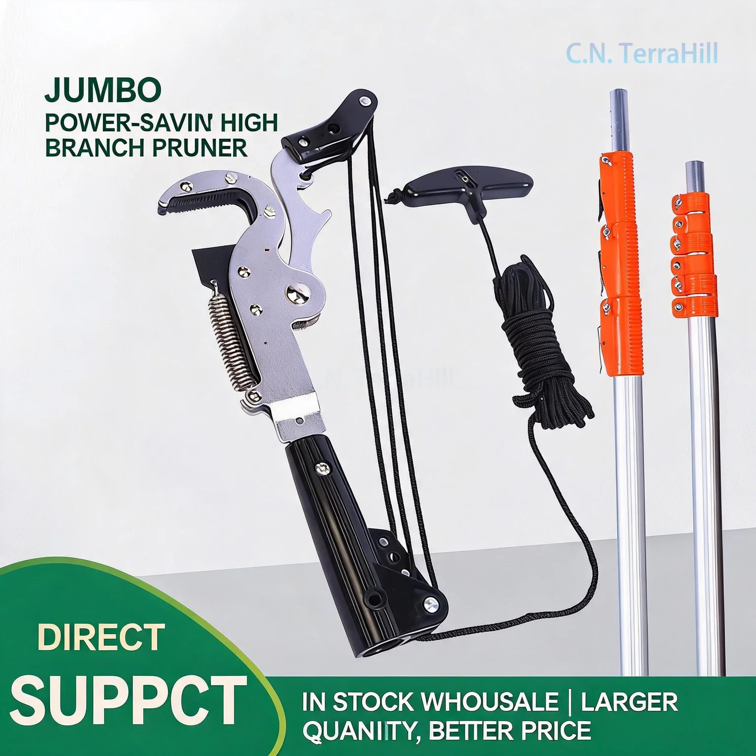 Garden Pruning Shears Heavy Duty Tree Branch Cutter 4 Pulley High Branch Trimmer Telescopic Pole Saw for Orchard