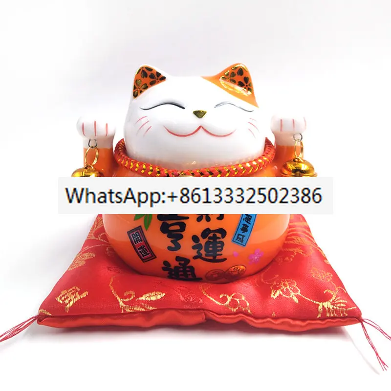 4.5 inch / Porcelain Lucky Cat Home Decor Ornaments Fortune Cat Money Box Fengshui Craft 6 Colors