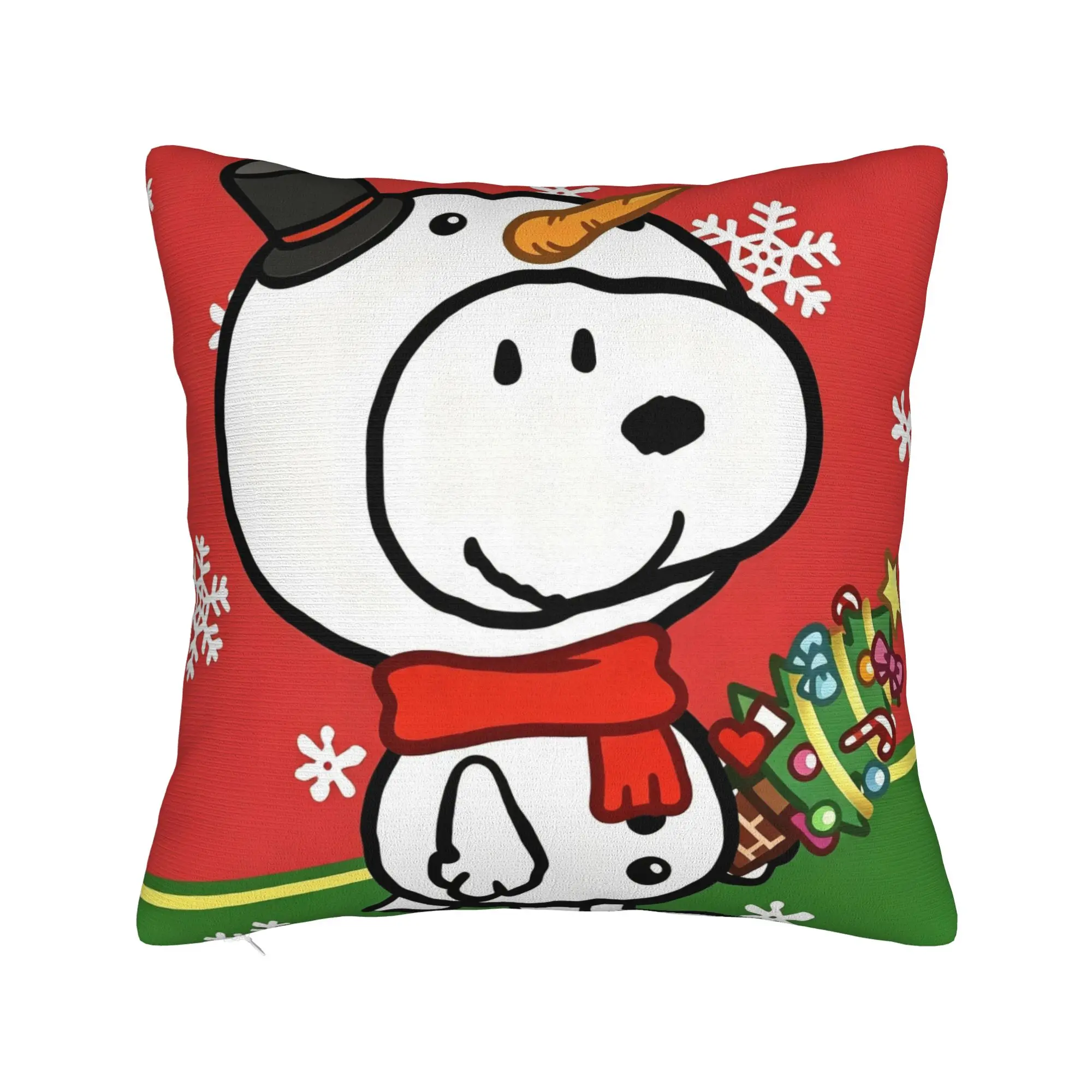 S-Snoopys Xmas Snowman Santa Pillowcase Polyester Cushion Cover Gift  Throw Pillow Case Cover Home Square 45X45cm