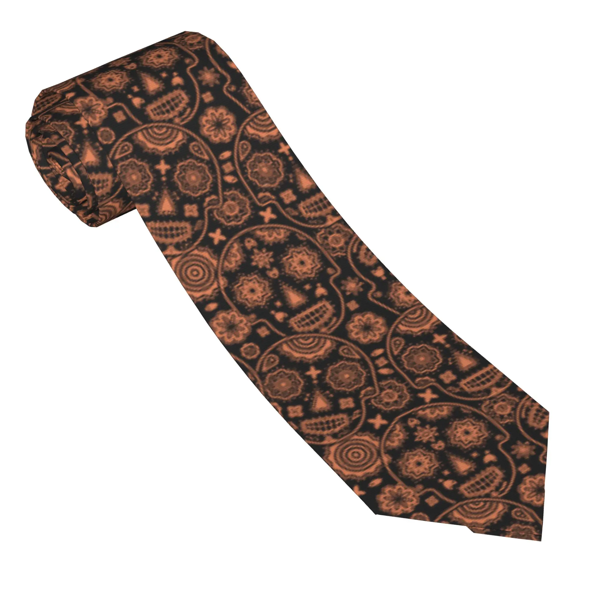 Sugar Skull Day of the Dead Halloween Neckties 8 cm Mexican Skeleton Neck Ties for Men Silk Narrow Suits Accessories Gravatas