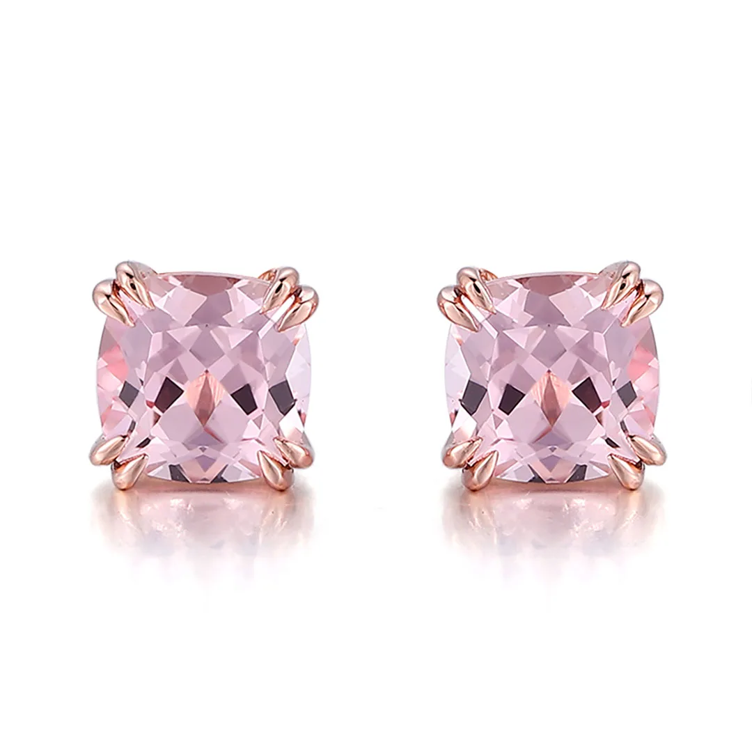 

Серьги-гвоздики-пасьянсы из розового золота Provence 14 карат с лабораторными розовыми сапфирами 6*6 мм для женщин, классические серьги-гвоздики, элегантные ювелирные изделия