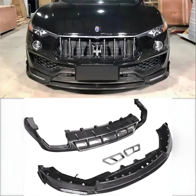 

For Maserati Levante 2016 2017 2018 2019 2020 ReaI Carbon Fiber Front Bumper Lip Rear Lip Spoiler Kit