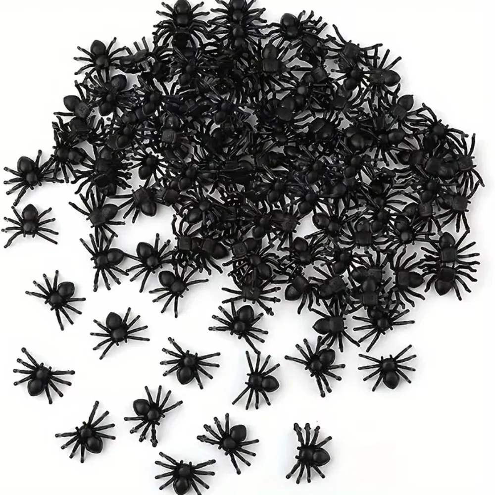 100/50pcs Realistic Spider Christmas Halloween Decoration Plastic Mini Spider Black Scary Spider Prank Haunted House Decorations