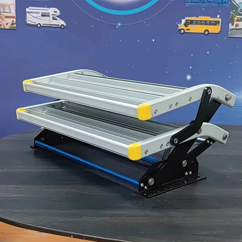 Customizable Aluminum Alloy RV Commercial Vehicle Double-layer Manual Step Black/Silver/Yellow Factory Direct