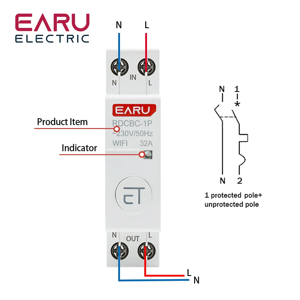 RDCBC 1P + N Rail interruttore WIFI interruttore Timer intelligente relè telecomando di eWeLink Smart Home compatibile con Alexa Google