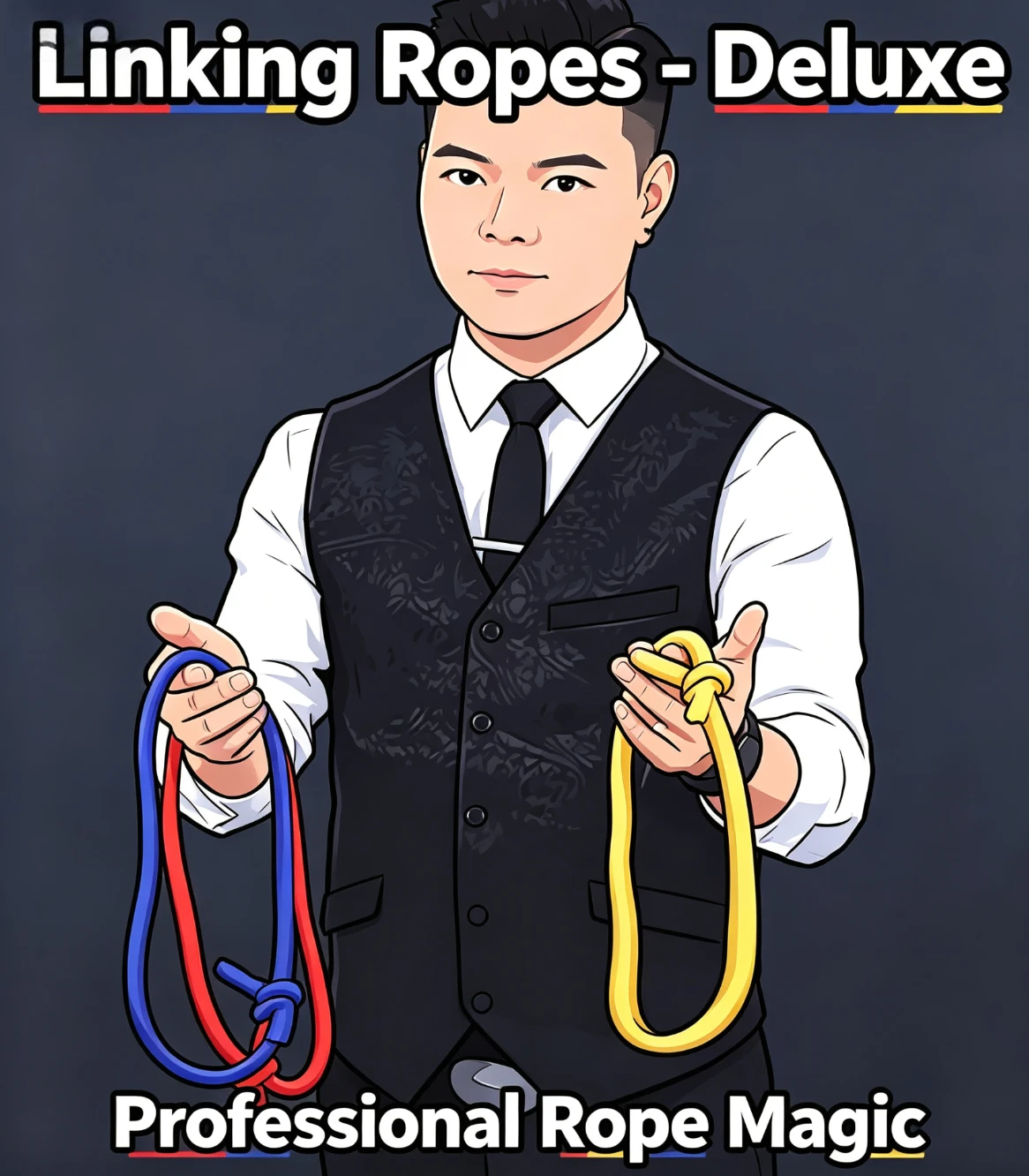 Three Color Linking Ropes Magic Trick Red Yellow Blue Rope Linking Illusion Close Up & Stage Magic Props Magician Professional