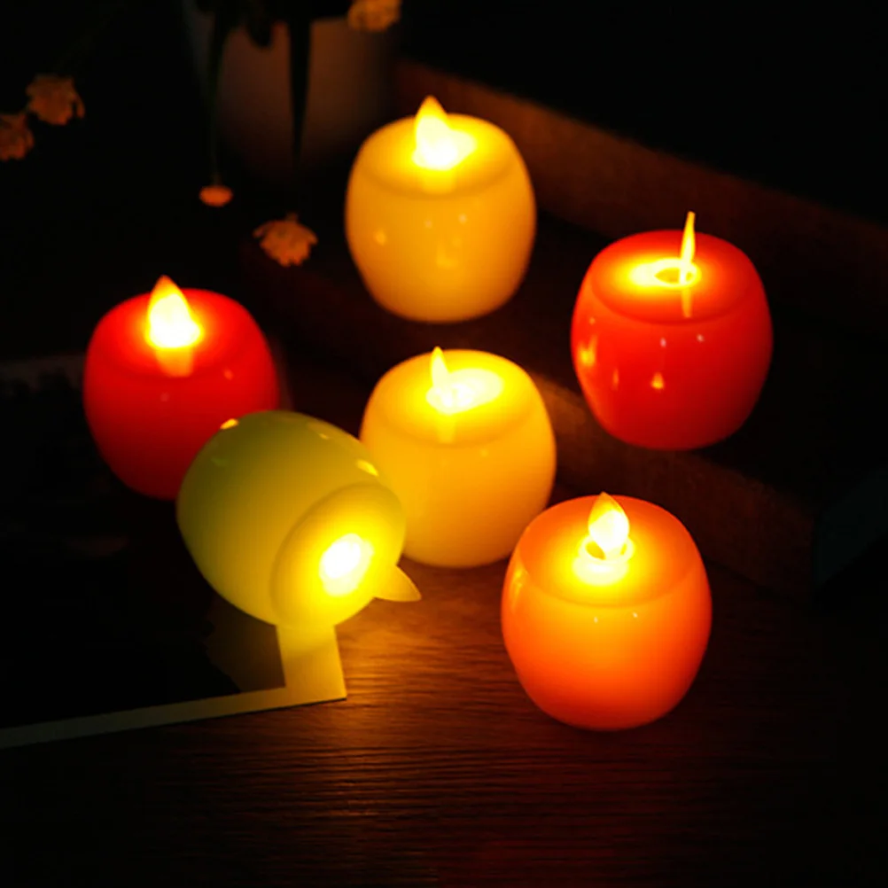LED محاكاة أضواء التفاح الأحمر بالطاقة الخفقان لهب Tealight رومانسية الزخرفية ضوء ليلة مصباح حزب بار