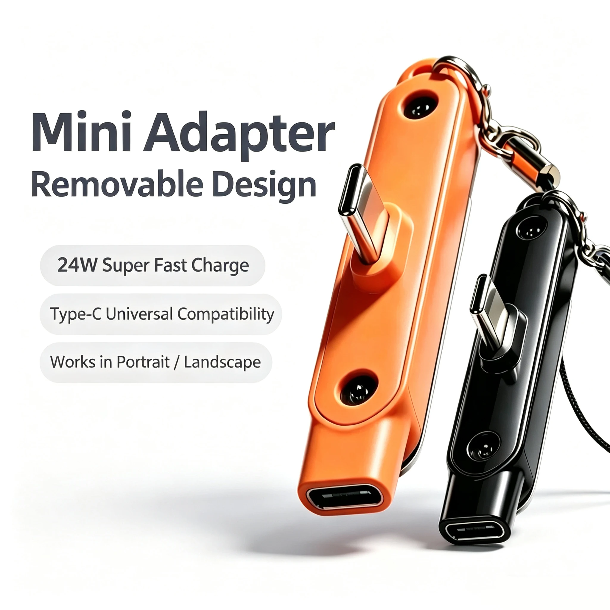Type C Phone Charging Bracket Adapter 240W Fast Charging OTG Type-C Male to USB-C Female Converter With Foldable Holder