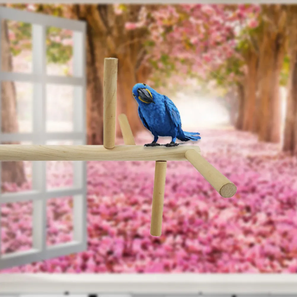 Natural Wood Parrot Perch Stand with Spiral Staircase Ladder for Climbing Chewing and Balancing Inside Or Outside Cage Bird