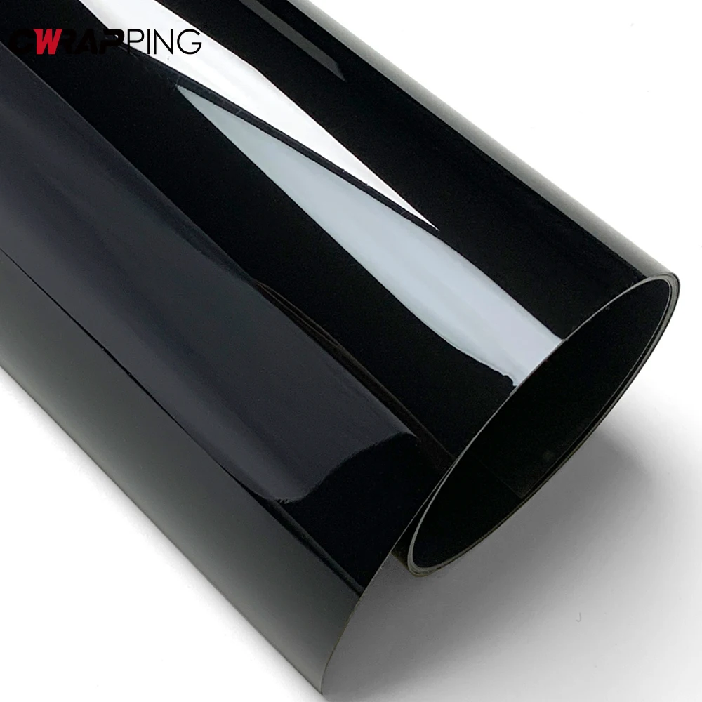 PET Piano Black Glossy Vinyl Wrap Film Gloss Black Adhesive Vinyl Sticker Bubble Free Vehicle Window Trim Mirror Car Accessories