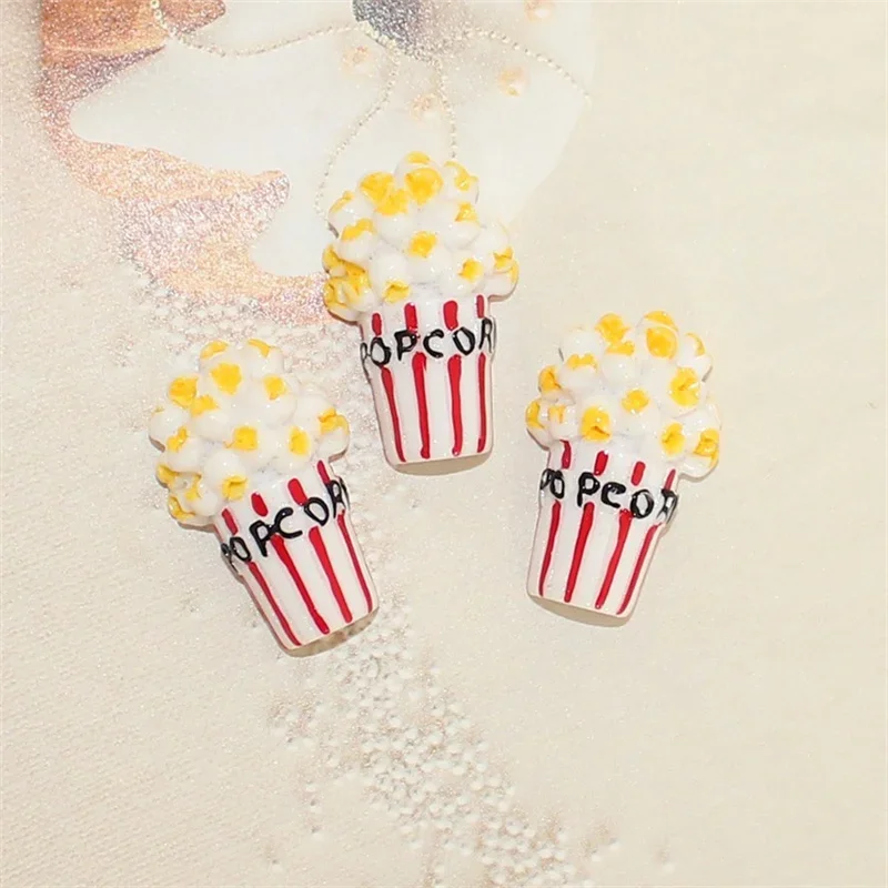 100pcs Resin Flatback Popcorn Charms For DIY Slime Filler Supplies Addition Accessories Decor Toys For Children Jewelry Making