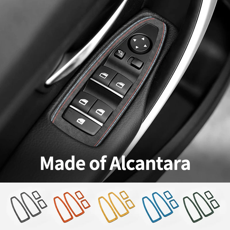 

For BMW F30 F34 Door Window Switch Lifter Control Panel Frame Trim Sticker Car Interior Tuning Accessories Made of Alcantara