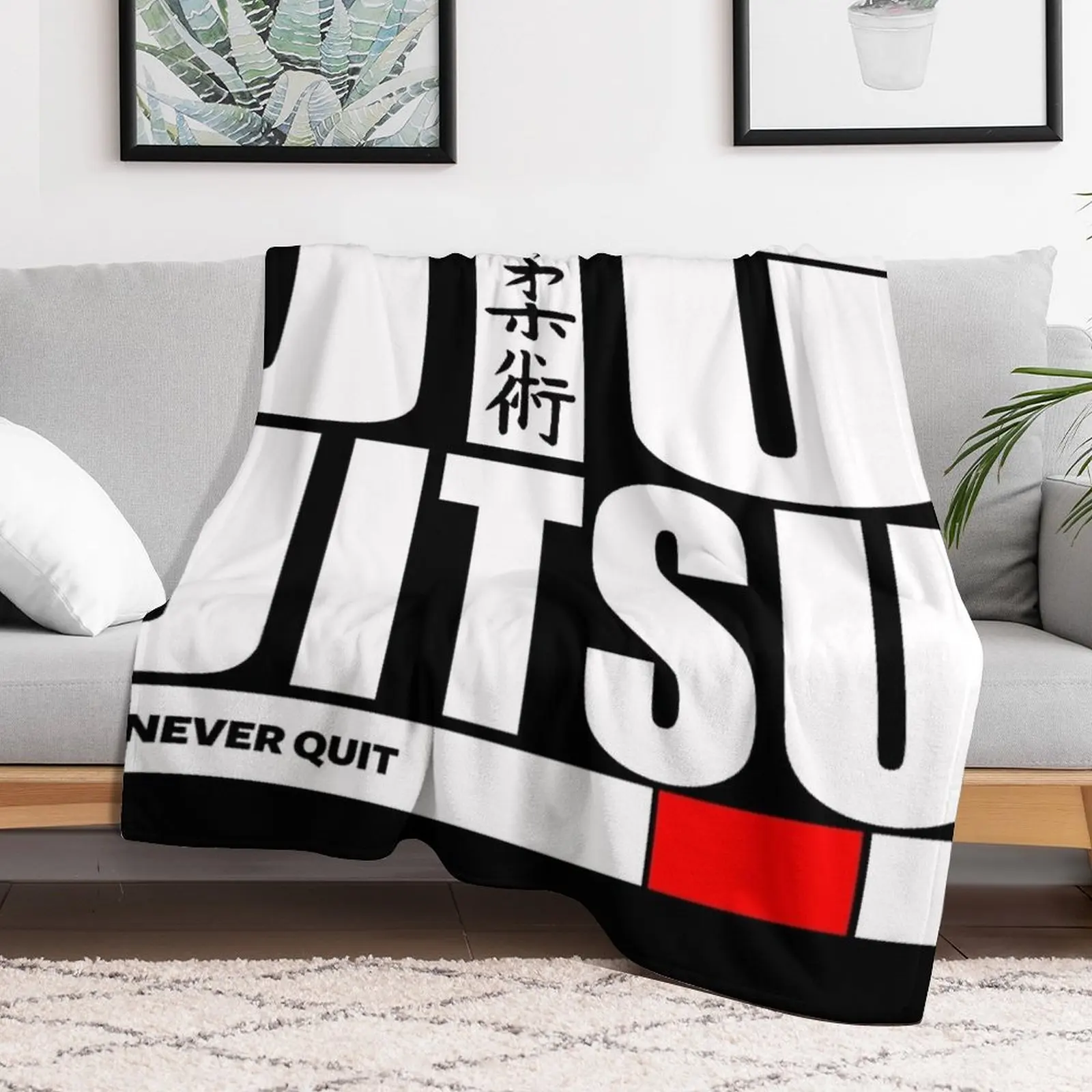 Jiu Jitsu - Never Give Up Never Quit Throw Blanket Furry Bed Soft Plush Plaid Blankets