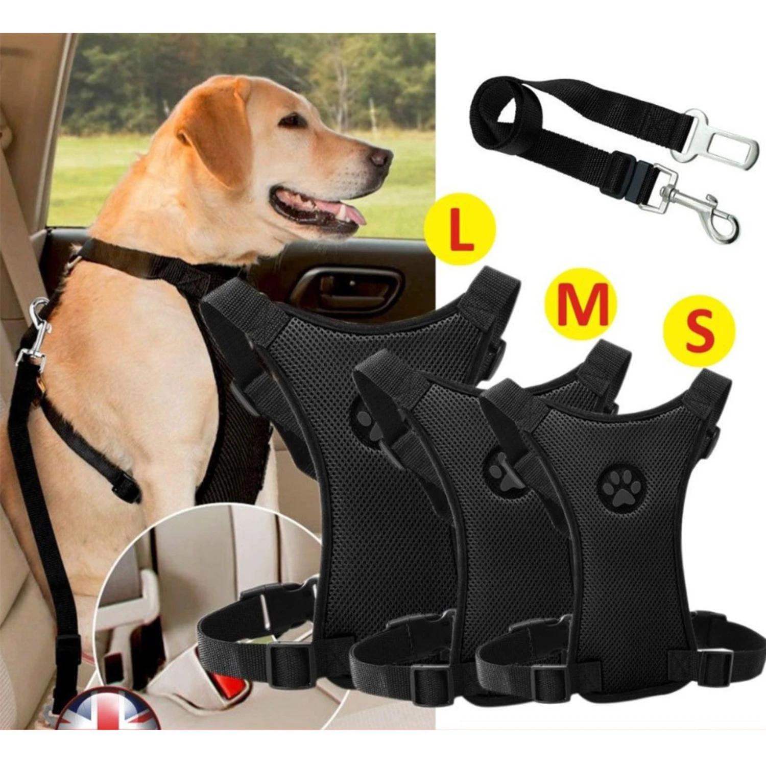 Versatile and comfortable black mesh dog harness - ideal for active adventurers. Adjustable, breathable design with safety belt,