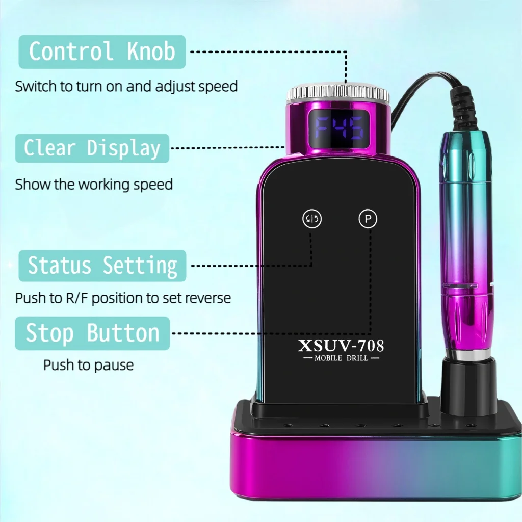 45000 rpm profissional elétrica máquina de broca do prego display hd metal manicure caneta para acrílico manicure prego broca gel arte