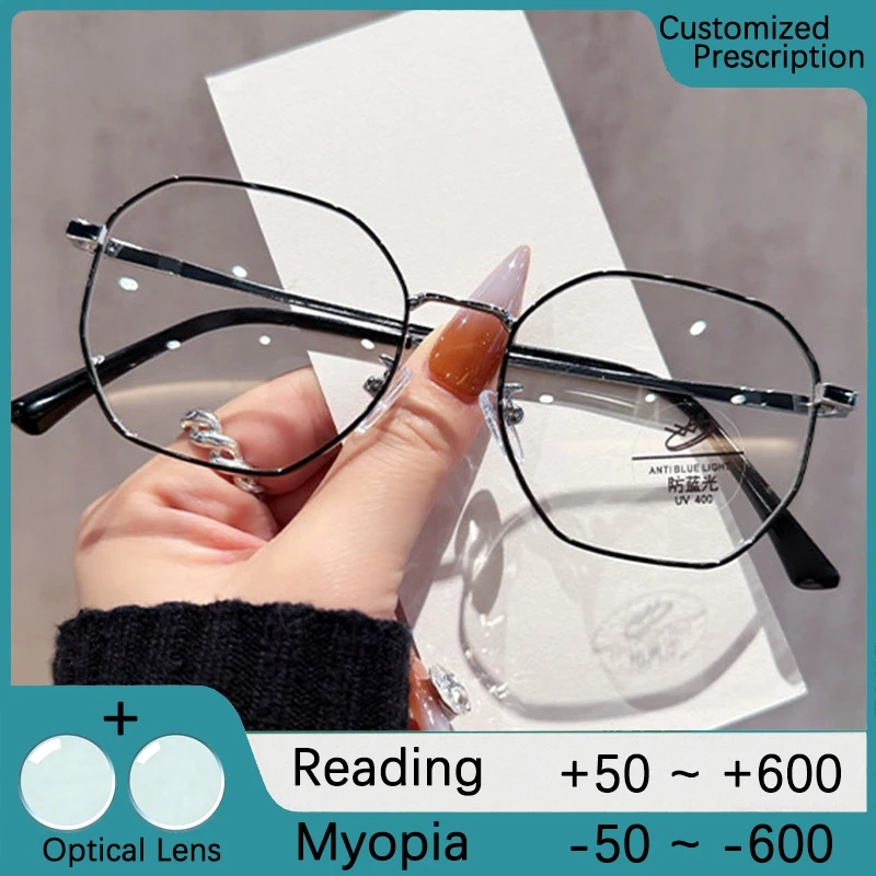 New Metal Glasses Frame Women's Myopia Glasses Customizable Prescription Optical Lenses With Custom astigmatism Recipe