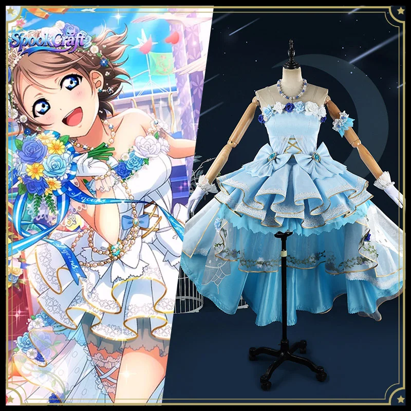 LoveLive! ¡Sol! Vestido de novia Aqours Watanabe You, disfraz de Cosplay, vestido largo completo de Anime Lolita para mujer