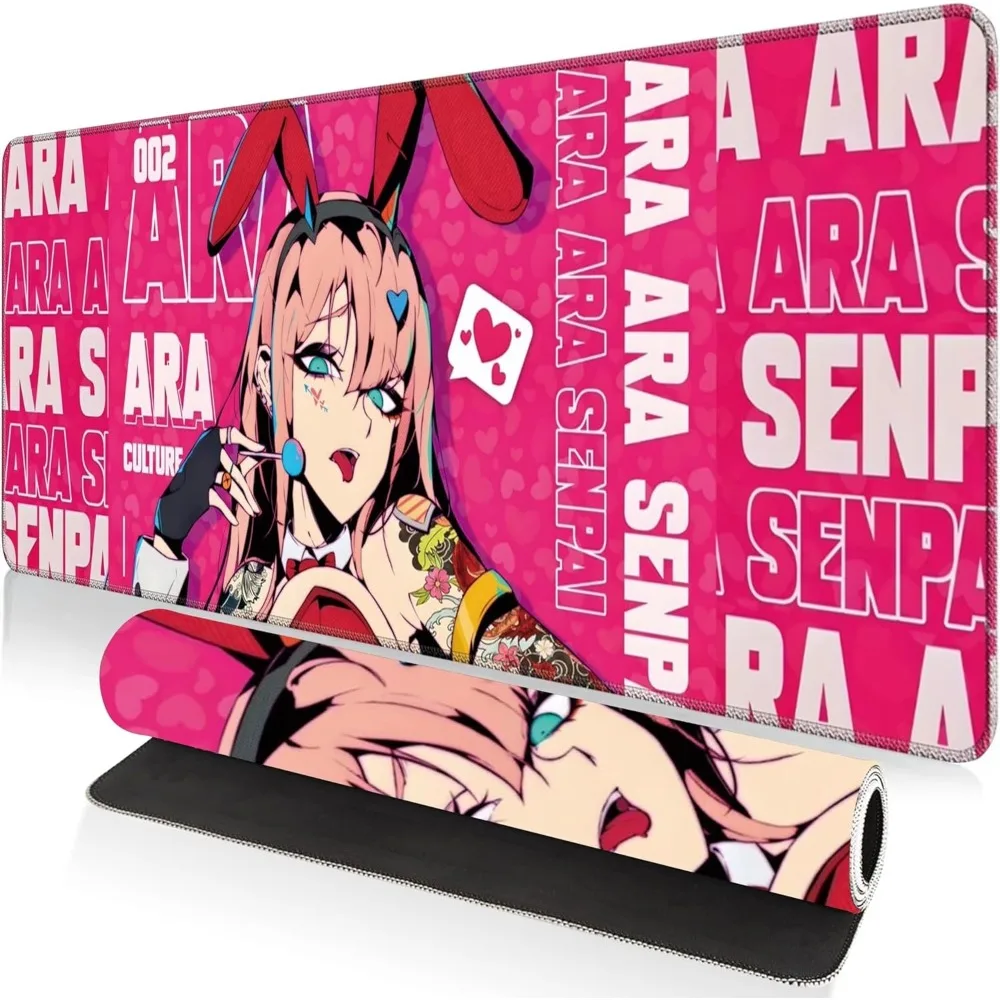 Cute anime girl game mouse pad, with a borderless design, made of rubber material, suitable for game keyboards and laptops