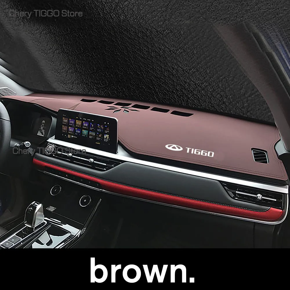 マイクロファイバーレザーダッシュボード保護パッド,サンシェードラッシュマット,chery tigogo7 pro,2022, 2023, 2024
