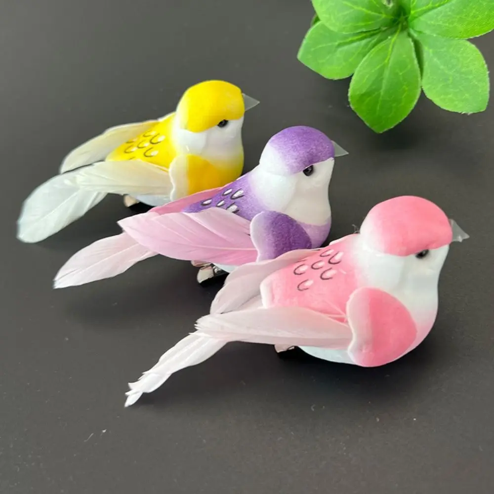 Colorful Simulation Birds Photography Props Home Decor Decorative Fake Bird with Clip Artificial Foam Feathers Birds