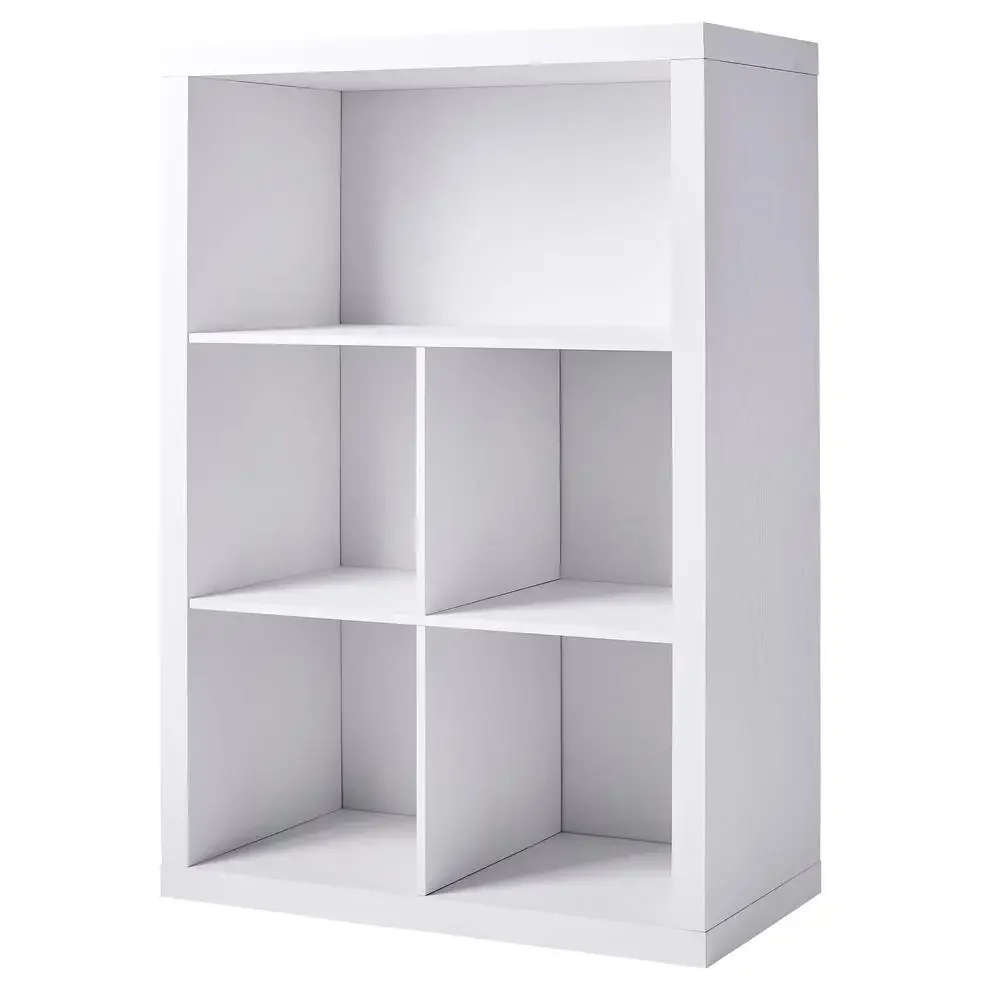 4-Cube Organizer with Display Shelf White Texture Finish Furniture Storage Solution Versatile Vertical Horizontal Unit Display image 3