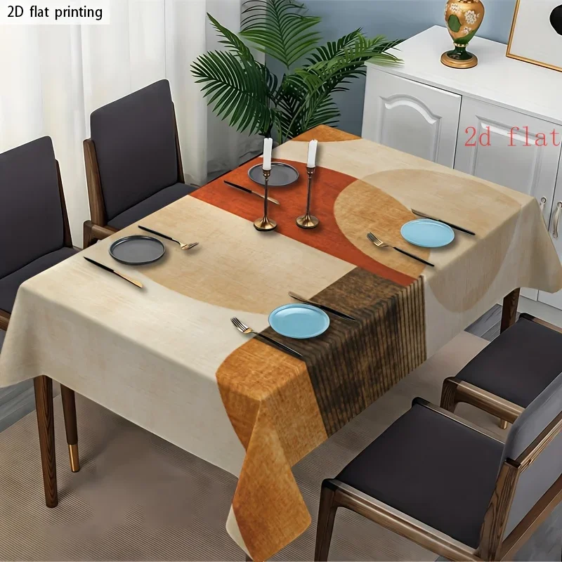 2D flat style, 1-piece set - Soft, fashionable and aesthetically pleasing abstract geometric multi-color printed tableclothxzj