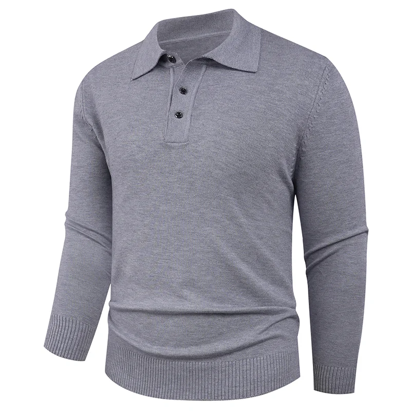 Пуловер Вязаный свитер с лацканами Повседневный универсальный свитер Топ с длинными рукавами