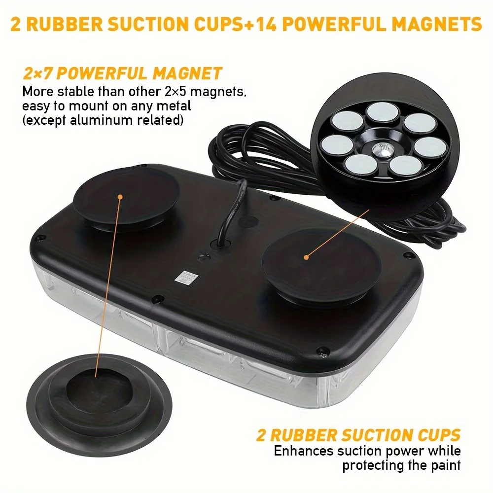 48 شريط إضاءة LED على السطح - منارة وامضة للسلامة في حالات الطوارئ مقاس 11 بوصة لمركبات البناء والشاحنات ومحراث الثلج |   ماجن